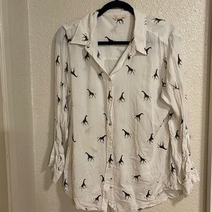 giraffe print button up